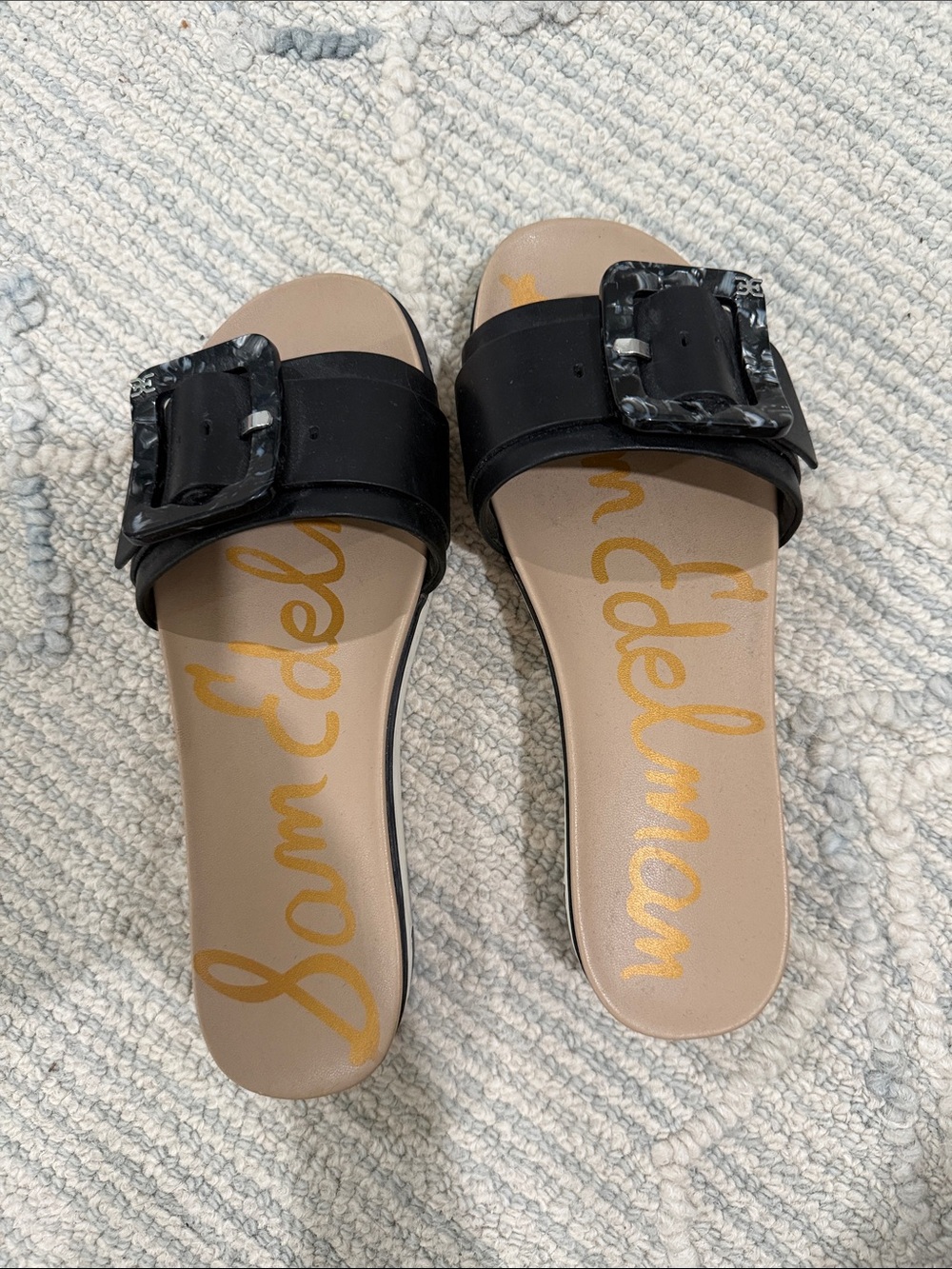Sam Edelman Black Buckle Womens Slide Sandal size 7.5 EUR 38 great condition